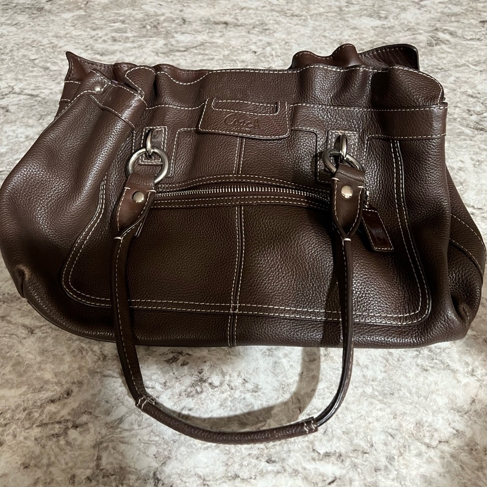 Coach Dark Brown Leather Shoulder Bag